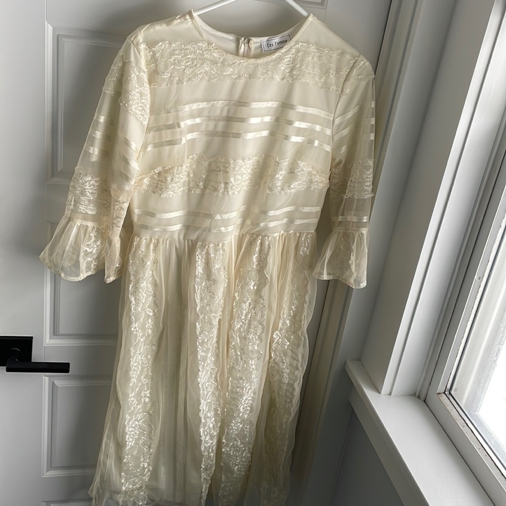Cream colored lace dress